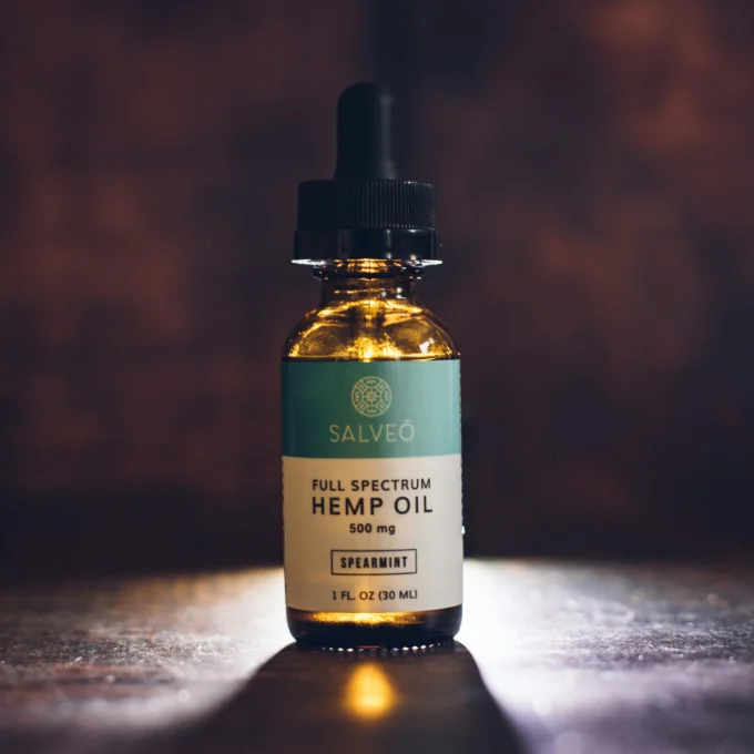 Bottle of hemp oil